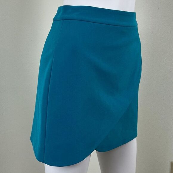 Alice + Olivia Womens Size 2 Blue Dasia Faux Wrap Mini A Line Skirt FLAWED - Picture 9 of 14